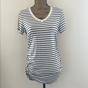 basic striped v-neck maternity top